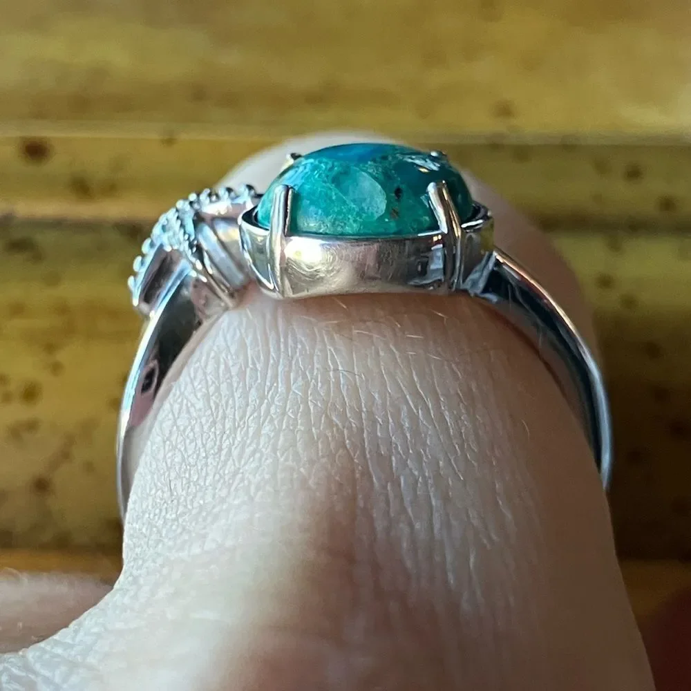 Natural Chrysocolla Sterling Silver Ring Size 8